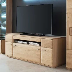 Sale TV Bank in Eiche Bianco teilmassiv Pontros 2-türig Tv & Hifi-Möbel|Lowboards