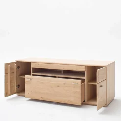Sale TV Bank in Eiche Bianco teilmassiv Pontros 2-türig Tv & Hifi-Möbel|Lowboards