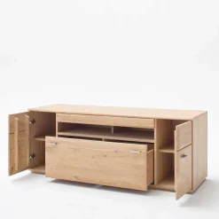 Sale TV Bank in Eiche Bianco teilmassiv Pontros 2-türig Tv & Hifi-Möbel|Lowboards