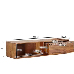TV Board für die Wandmontage aus Massivholz - Vanskupa Tv & Hifi-Möbel|Lowboards