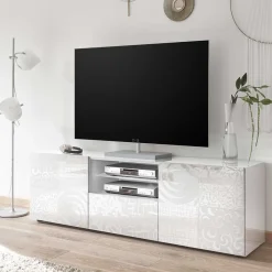 Sale TV Board in Hochglänzend Weiß lackiert - Vascaub I Tv & Hifi-Möbel|Lowboards