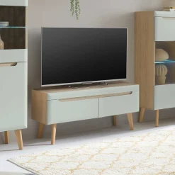 Sale TV Board in Mintgrün mit Eiche - Armina Tv & Hifi-Möbel|Lowboards