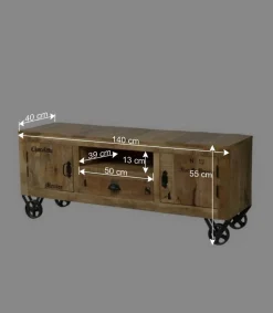 TV Board Indri auf Rollen Tv & Hifi-Möbel|Lowboards