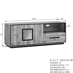 Sale TV Board mit Hirnholz Applikation - Shipper Tv & Hifi-Möbel|Lowboards