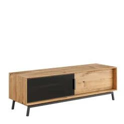 Sale TV Board mit Schiebetüren aus getöntem Glas & Eiche - Fabiella Tv & Hifi-Möbel|Lowboards