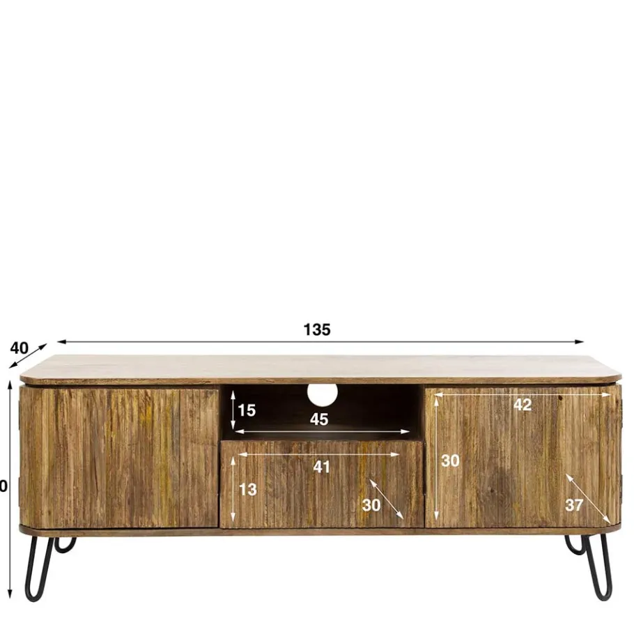 Best TV Design-Lowboard aus Mangobaum Massivholz - Noele Tv & Hifi-Möbel|Lowboards