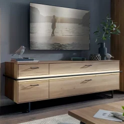 Sale TV Lowboard aus Asteiche mit Metall - Clenza Tv & Hifi-Möbel|Lowboards