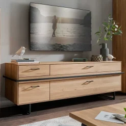 Sale TV Lowboard aus Asteiche mit Metall - Clenza Tv & Hifi-Möbel|Lowboards