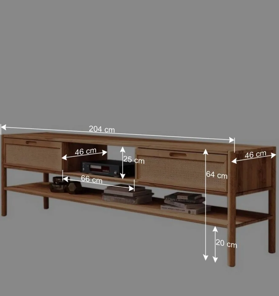 TV Lowboard aus Wildbuche & Rattan - Indrya Tv & Hifi-Möbel|Lowboards