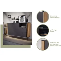 Sale TV Lowboard in Grau und Wildeiche - Penzanca Tv & Hifi-Möbel|Lowboards