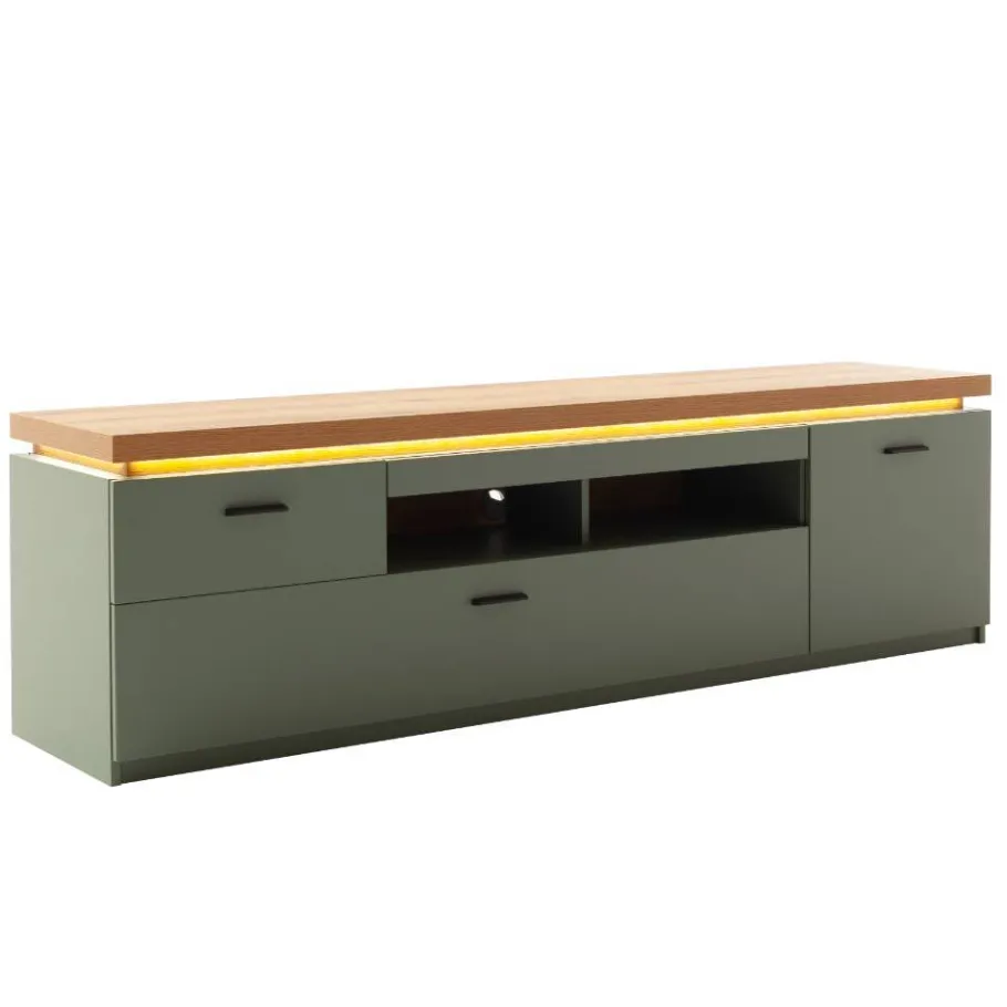 Best TV Lowboard in Graugrün und Eiche - Kwin Tv & Hifi-Möbel|Lowboards