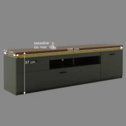 Best TV Lowboard in Graugrün und Eiche - Kwin Tv & Hifi-Möbel|Lowboards