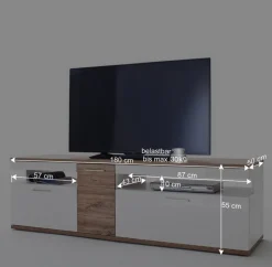 Best TV Lowboard in Hochglanz Weiß - Icadro Tv & Hifi-Möbel|Lowboards