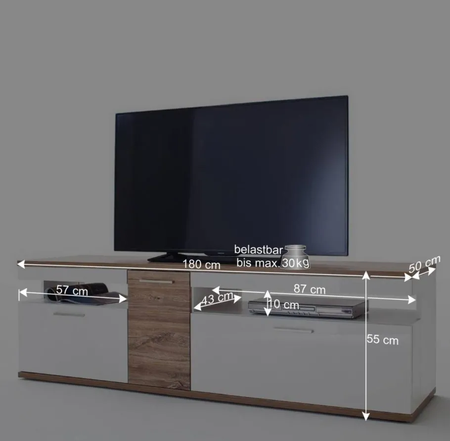 Best TV Lowboard in Hochglanz Weiß - Icadro Tv & Hifi-Möbel|Lowboards