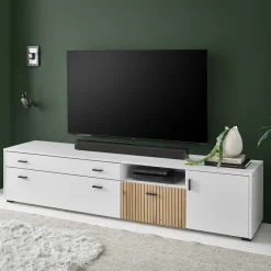 Best TV Lowboard in Mattweiß mit Wildeiche - Nenaloro Tv & Hifi-Möbel|Lowboards