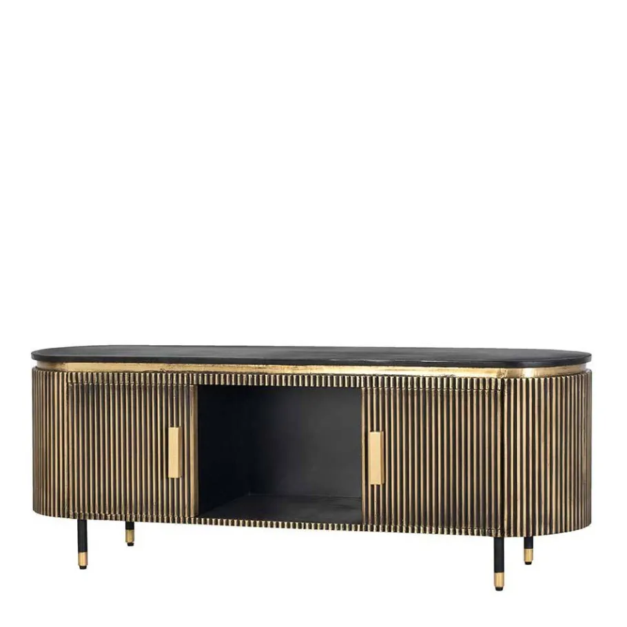 Sale TV Lowboard in Schwarz mit Bronze - Hayato Tv & Hifi-Möbel|Lowboards