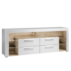 Sale TV Lowboard in Weiß HG & Holz Antik Dekor - Masina Tv & Hifi-Möbel|Lowboards