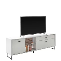 TV Lowboard in Weiß mit Wildeiche - Varzino Tv & Hifi-Möbel