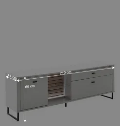 TV Lowboard in Weiß mit Wildeiche - Varzino Tv & Hifi-Möbel