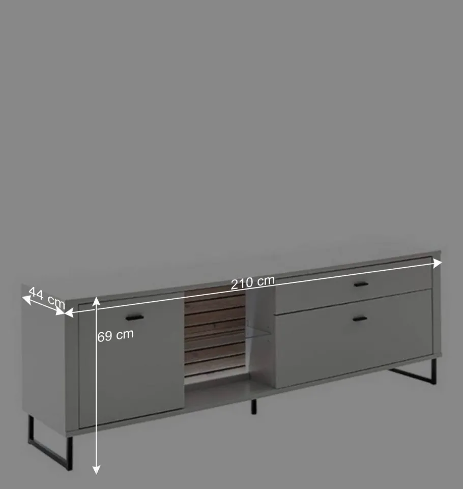 TV Lowboard in Weiß mit Wildeiche - Varzino Tv & Hifi-Möbel