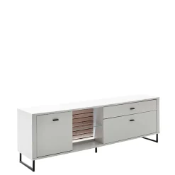 TV Lowboard in Weiß mit Wildeiche - Varzino Tv & Hifi-Möbel