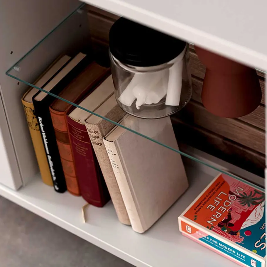 TV Lowboard in Weiß mit Wildeiche - Varzino Tv & Hifi-Möbel