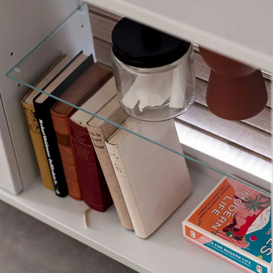 TV Lowboard in Weiß mit Wildeiche - Varzino Tv & Hifi-Möbel