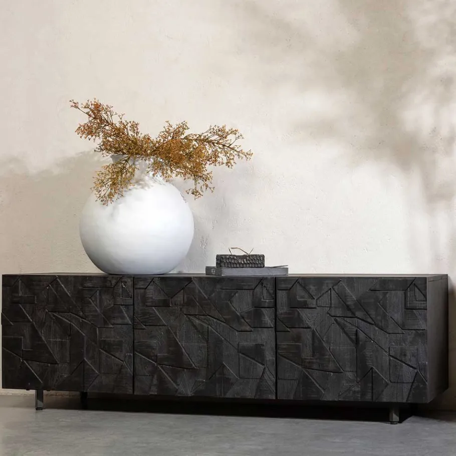 Sale TV Lowboard mit Schnitzereien Front - Eiken Tv & Hifi-Möbel|Lowboards