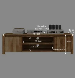 Sale TV Tisch Nadalia aus Wildeiche Massivholz Tv & Hifi-Möbel|Lowboards