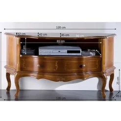 TV Unterschrank im Barock Stil Dentro Nussbaumfarben Tv & Hifi-Möbel|Lowboards