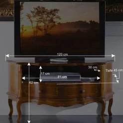 TV Unterschrank im Barock Stil Dentro Nussbaumfarben Tv & Hifi-Möbel|Lowboards