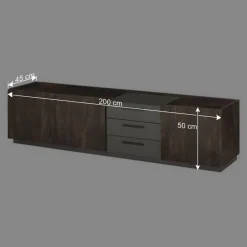 Sale TV Unterschrank in Eiche Dunkel und Anthrazit - Mundo Tv & Hifi-Möbel|Lowboards