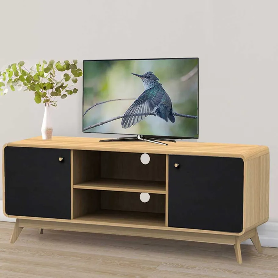 Outlet TV Unterschrank in Schwarz & Eiche Optik - Sondros Tv & Hifi-Möbel|Lowboards