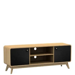 Outlet TV Unterschrank in Schwarz & Eiche Optik - Sondros Tv & Hifi-Möbel|Lowboards