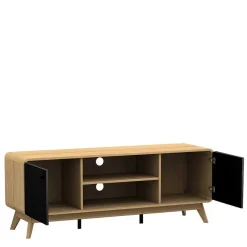 Outlet TV Unterschrank in Schwarz & Eiche Optik - Sondros Tv & Hifi-Möbel|Lowboards