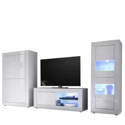 TV Wohnwand in Hochglanz Weiß - Sogno (dreiteilig) Wohnwände
