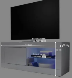 TV Wohnwand in Hochglanz Weiß - Sogno (dreiteilig) Wohnwände