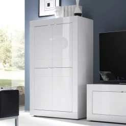 TV Wohnwand in Hochglanz Weiß - Sogno (dreiteilig) Wohnwände