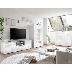 TV Wohnwand SchrÀnke in Weià - Vascaub (dreiteilig) WohnwÀnde