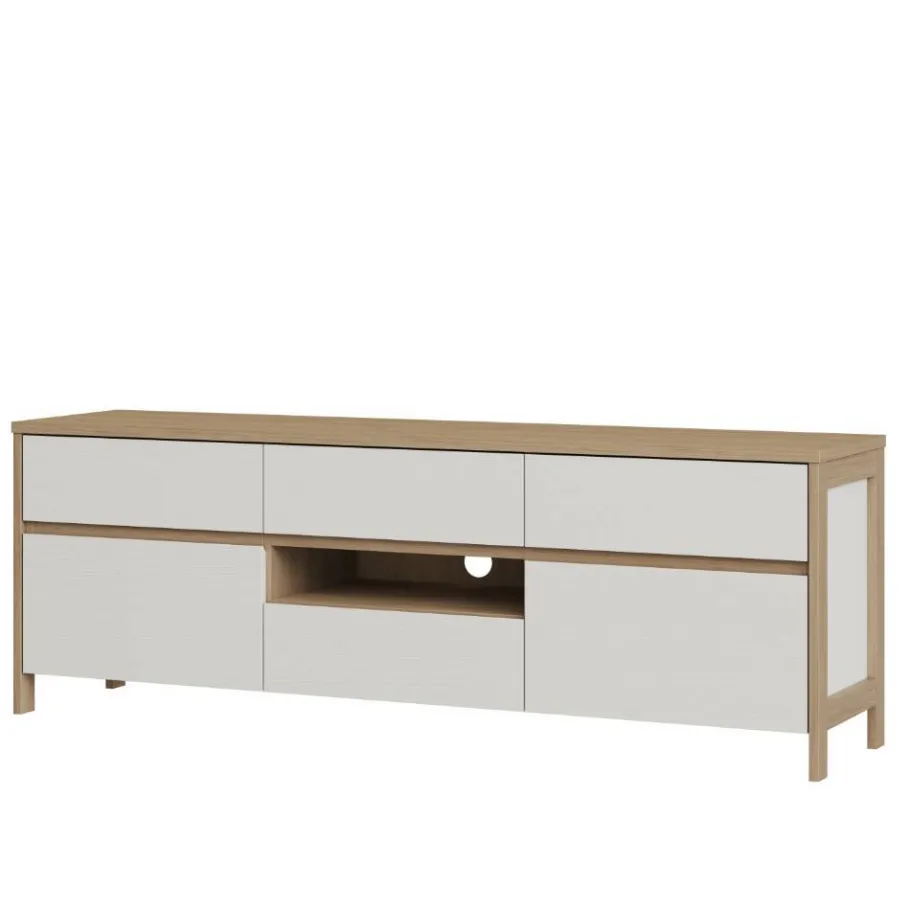 TV-Board in Weiß und Eiche Dekor - Ovidio Tv & Hifi-Möbel|Lowboards