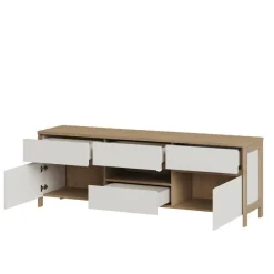 TV-Board in Weiß und Eiche Dekor - Ovidio Tv & Hifi-Möbel|Lowboards