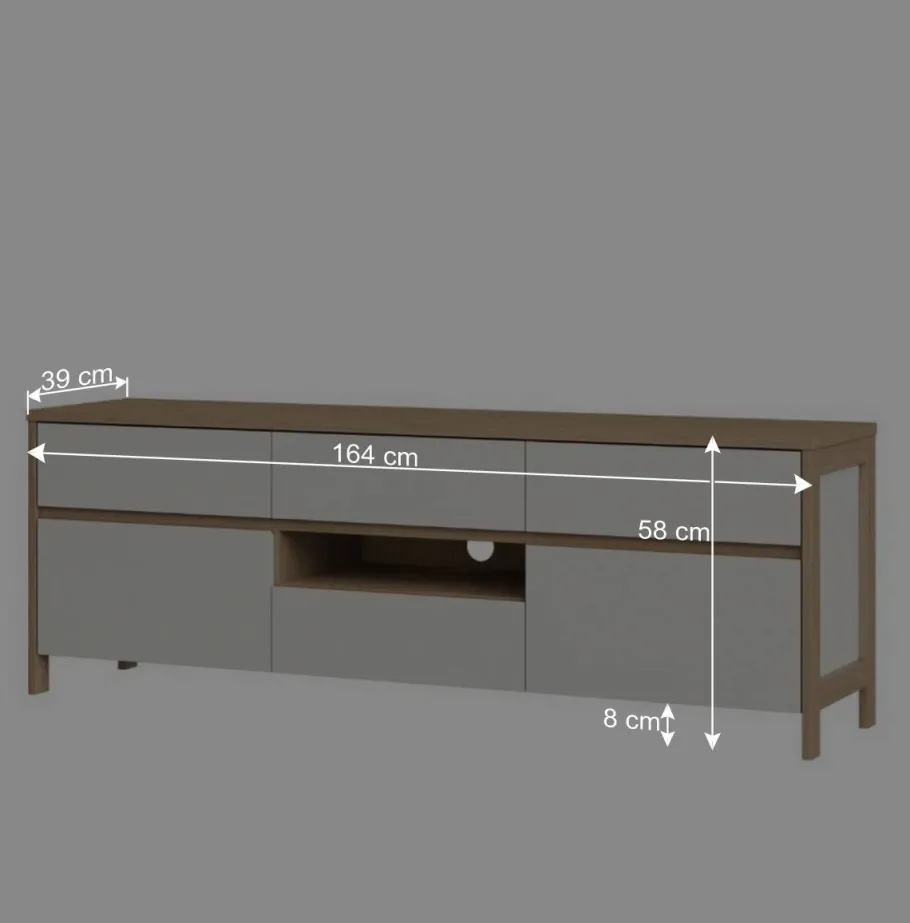 TV-Board in Weiß und Eiche Dekor - Ovidio Tv & Hifi-Möbel|Lowboards