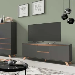 Sale TV-Lowboard in Anthrazit mit Wildeiche - Operatiu Tv & Hifi-Möbel|Lowboards