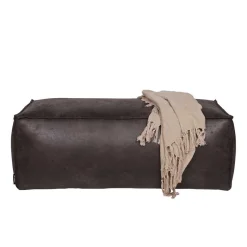 Best Used Look Pouf aus Recyclingleder Castilian in Schwarz Hocker