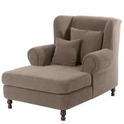 Velours Polstersessel in Beigegrau - XXL Format - Jerry Sessel