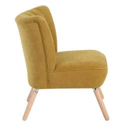 Velours Sessel in Maisgelb und Buche - Barack Sessel