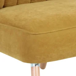 Velours Sessel in Maisgelb und Buche - Barack Sessel