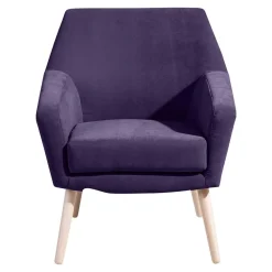 Best Velours Sessel in Violett und Buche Natur - Cunnar Sessel