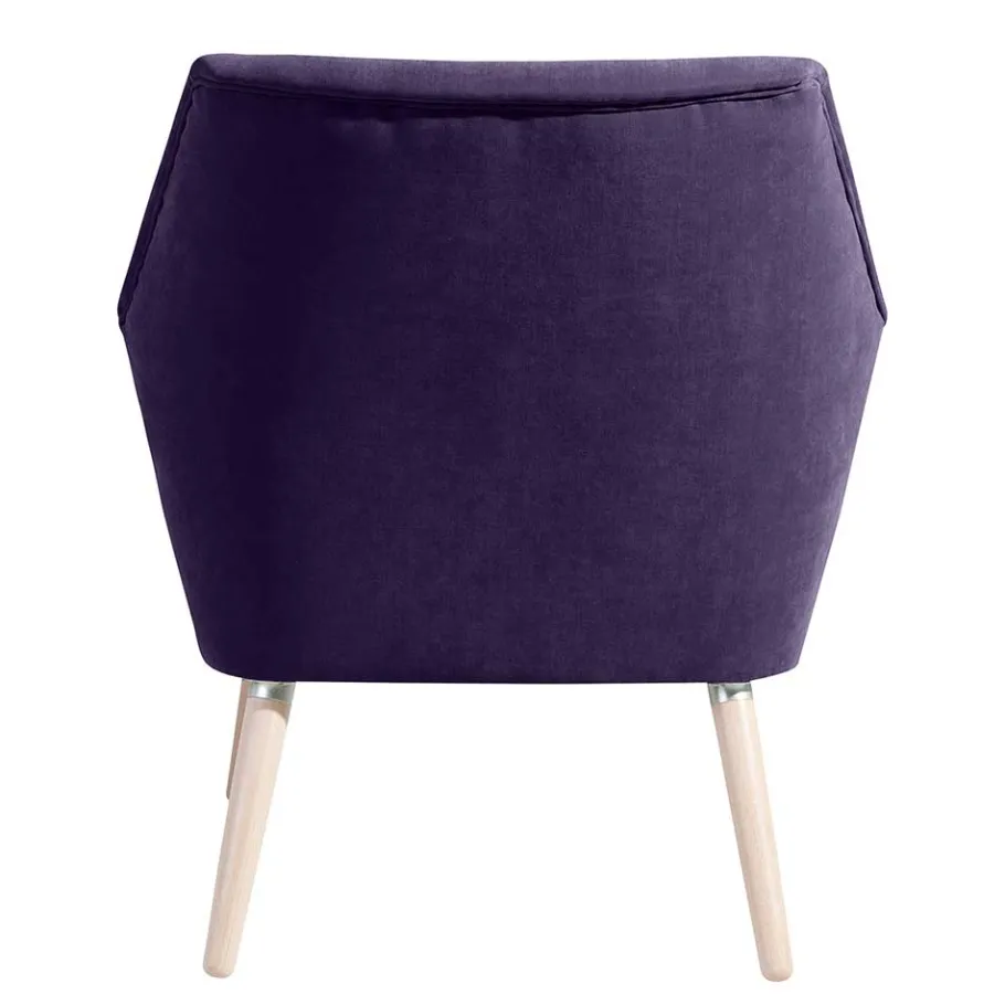 Best Velours Sessel in Violett und Buche Natur - Cunnar Sessel