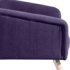 Best Velours Sessel in Violett und Buche Natur - Cunnar Sessel